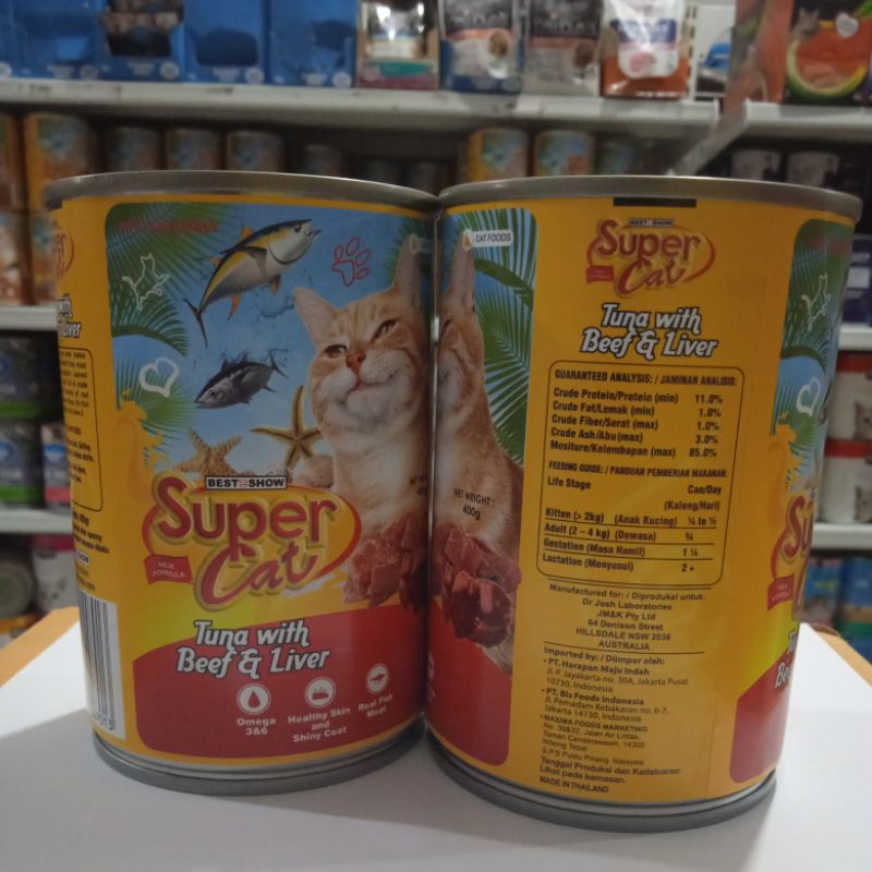 Supercat Kaleng Tuna Beef Liver Makanan Basah Wet Food 400g