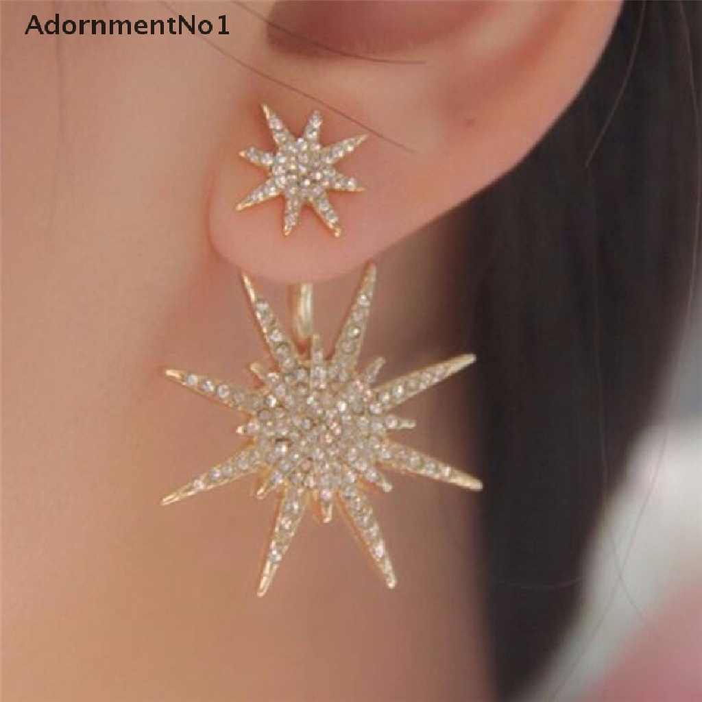 (AdornmentNo1) Anting Tusuk Gantung Desain Snowflake / Bintang Hias Kristal / Berlian Imitasi Untuk Wanita