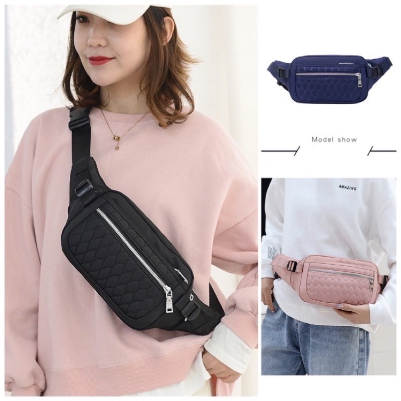 Tas Pinggang Wanita impor waterproof ORIGINAL Sling Bag Waist Bag Selempang Dada model N