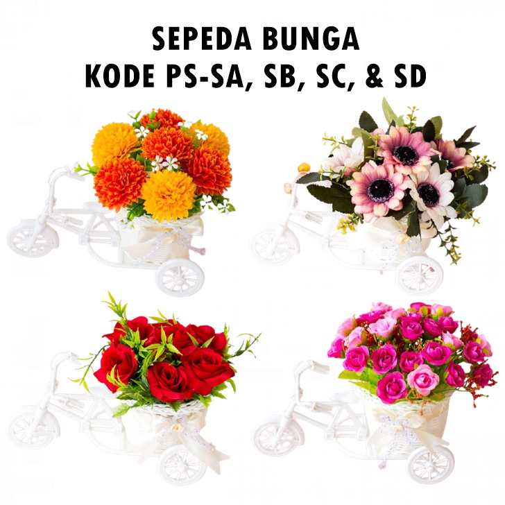 Sepeda Bunga Dekorasi Ruangan Bunga plastik