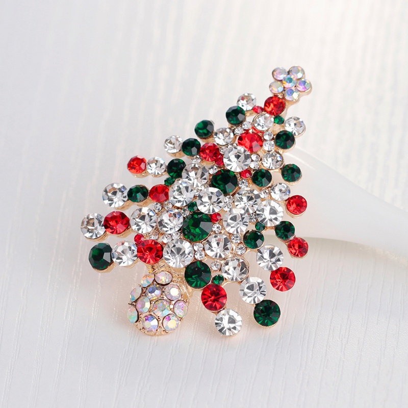 SIY  New Christmas Brooch Pins Tree Rhinestone Jewelry Fashion Women Gifts Decoration