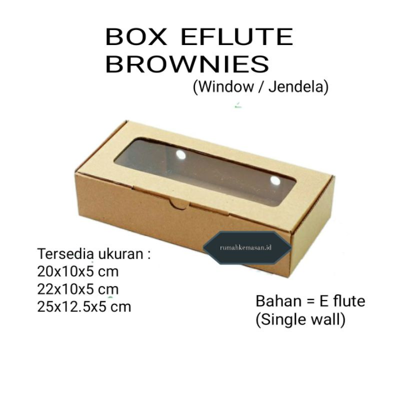 

BOX BROWNIES COKLAT EFLUTE WINDOW / KARDUS COKLAT WINDOW UK 20,22,25 (JEMBER)