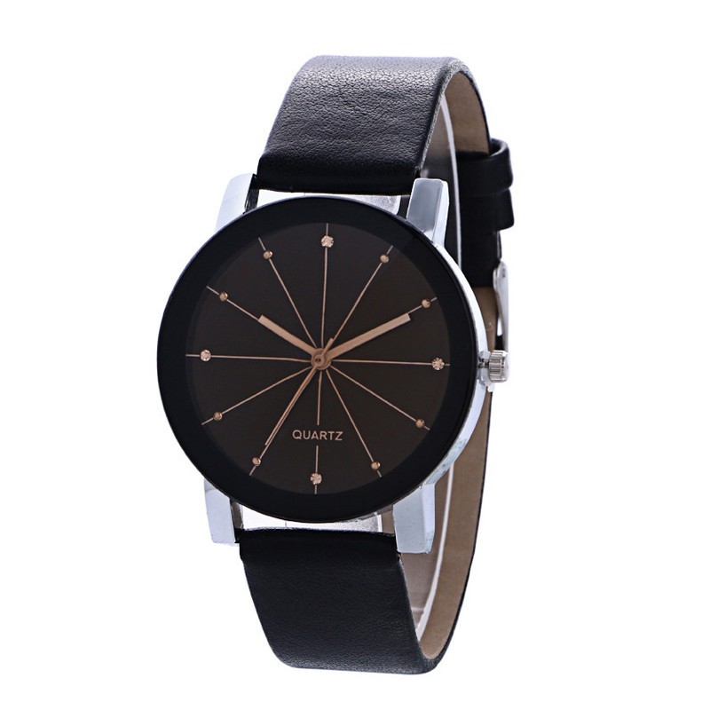 FYGALERYJAKARTA J110 Jam Tangan Couple Jam Analog Wanita Pasangan Fashion Kekinian -Hitam Tali Hitam Bsr
