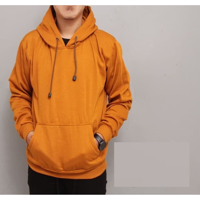 hoodie polos jumper warna mustard atau kuning kunyit bahan fleece size S M L XL XXL XXXL XXXL big size