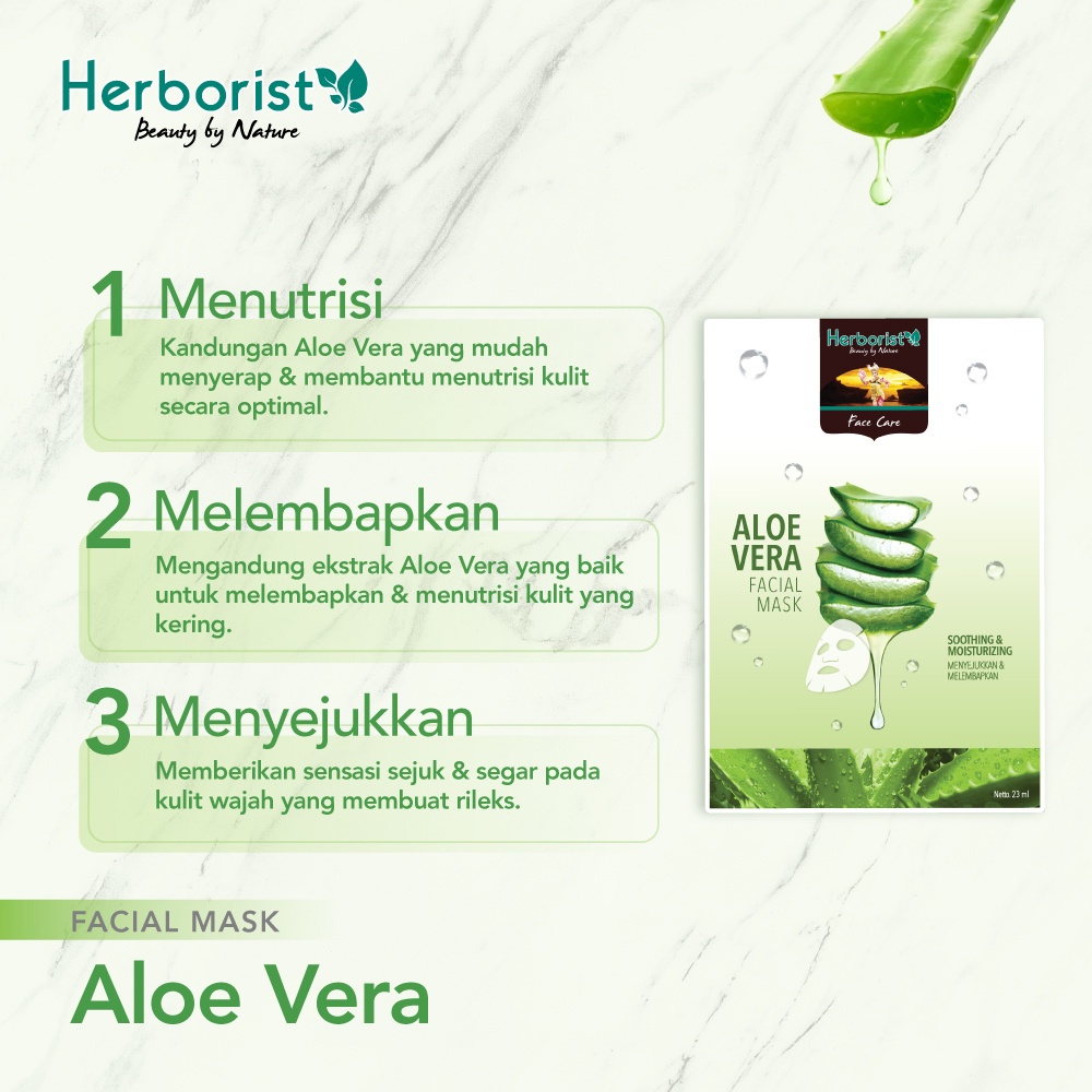 Herborist Aloe Vera Series Gel 98 persen Facial Wash Face Mist Moisturizer Lulur Body Wash (VH)
