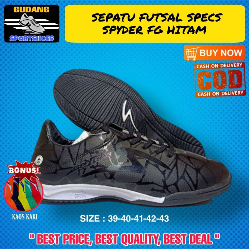 Sepatu Futsal Spatu Olahraga Bola Pria Specs Spider FG Warna Hitam Murah Terbaru Bergaransi Bisa COD