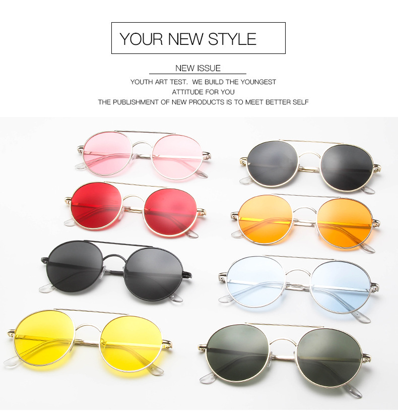 Kacamata Hitam Wanita Model Eropa + Amerika Retro Frame Bulat