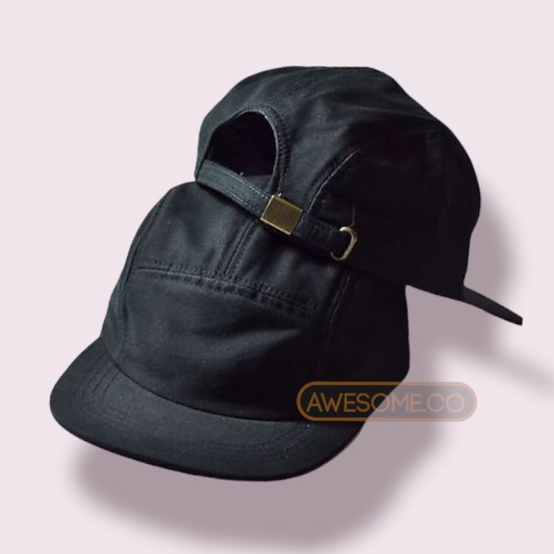 Topi Polos 5 Panel Hitam / Snapback Polos 5 Panel Distro Hitam