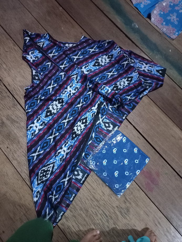 Vest Songket Katun Motif Tenun Batik Wanita Atasan Cewek Outer Modern Warna Seragam