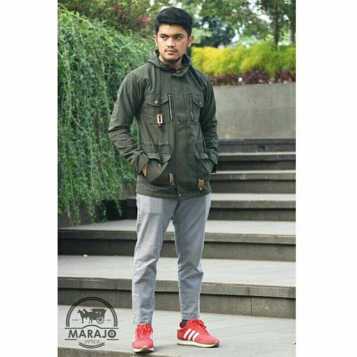 JAKET PARKA PRIA MARAJO HIJAU ARMY KEREN