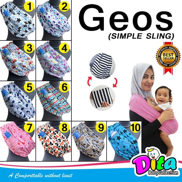 Gendongan GEOS Bahan Kaos Aneka Motif - Gendongan Bayi - Gendongan GEOS DITA