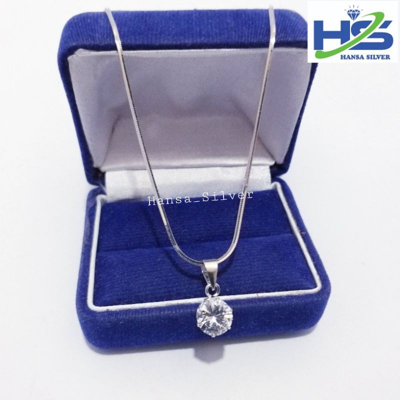 Kalung Perak Wanita Silver Asli 925 Lapis Emas Putih Cassandra Liontin Desi - Kalung Wanita Anti Karat