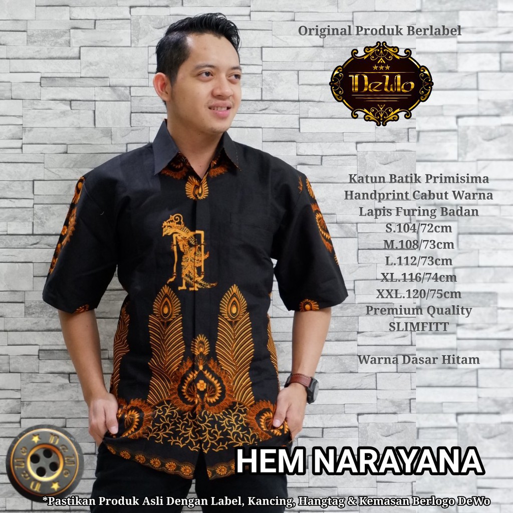 NARAYANA KUNING / BATIK PRIA LENGAN PENDEK / by DEWO BATIK / 10.3