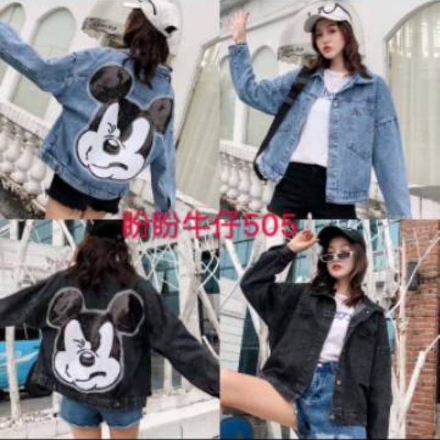 Jaket jeans mickey sequin import bkk hk chn bangkok china