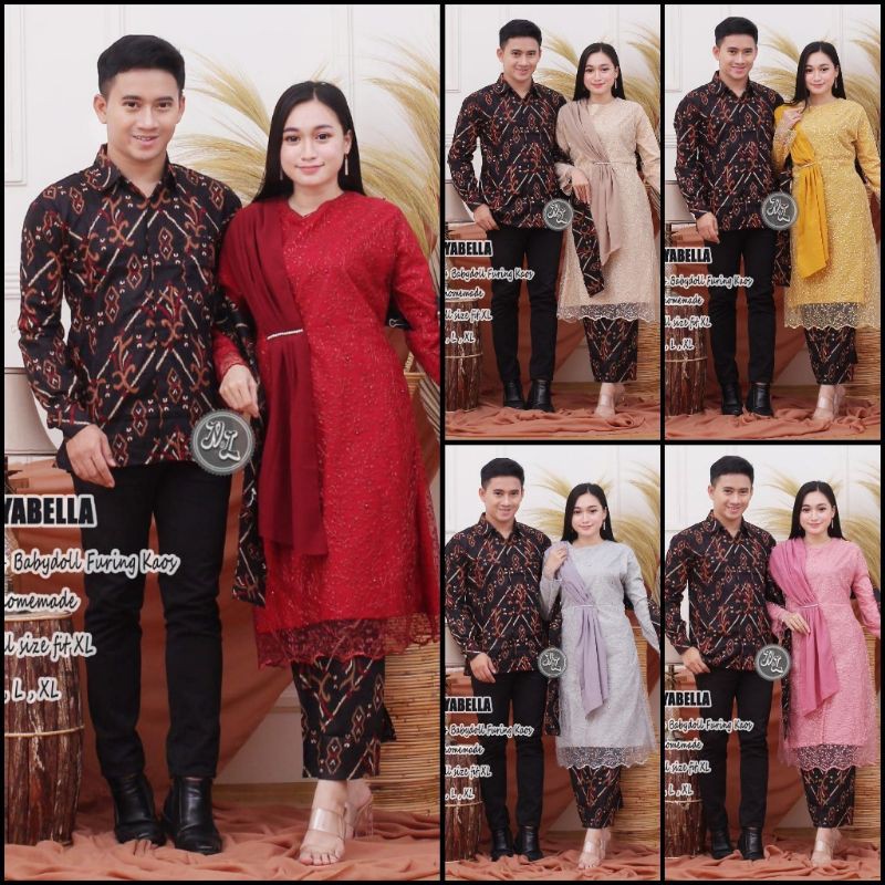 BAJU COUPLE BROKAT SELENDANG MODERN COUPLE MODERN BATIK PLIKET