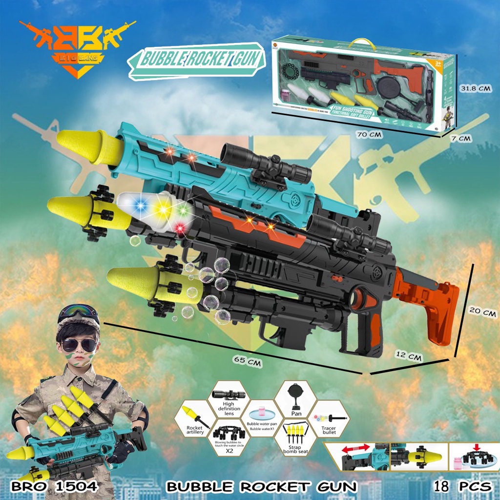 PROMO BRO1504 Bazoka Basoka Rocket Gun Pistol Pistolan Peluru Bullet Tembak Tembakan Besar Jumbo Mainan Anak