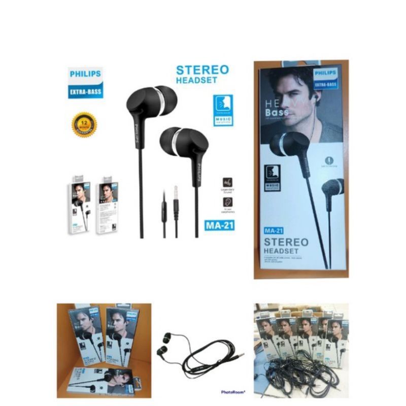 Headset Philips MA-21 ExtraBass Hansfree Handset Handsfree Philips MA-21 Mic Earphone Philips MA21 Bass