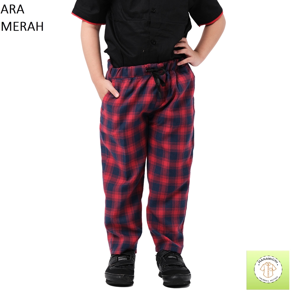 Hanamichi ARA Celana Panjang Anak Flanel Motif Catur