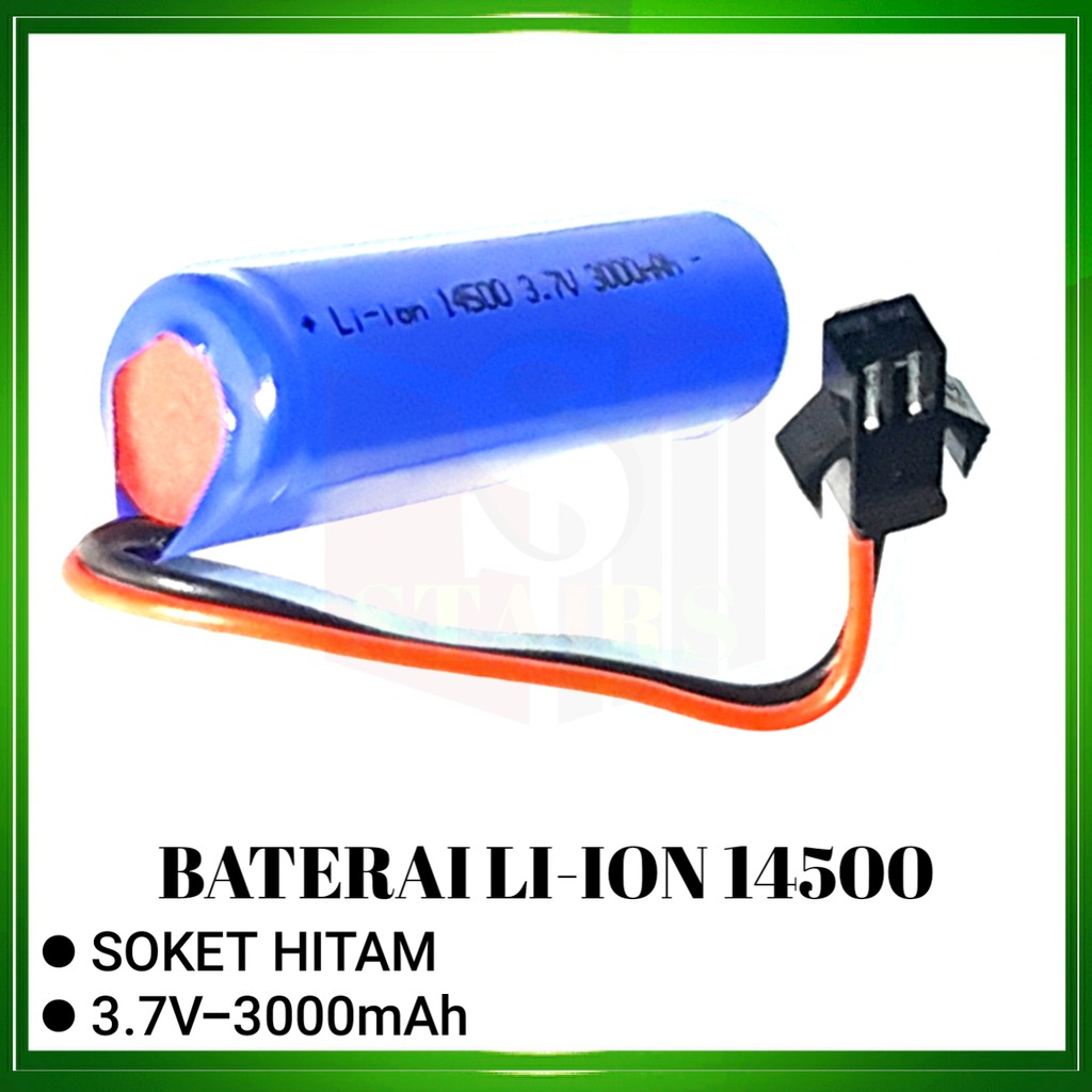 Termurah !!! Baterai Cas/Charger RC 14500 Li-ion 3.7volt-3000mAh Socket Hitam