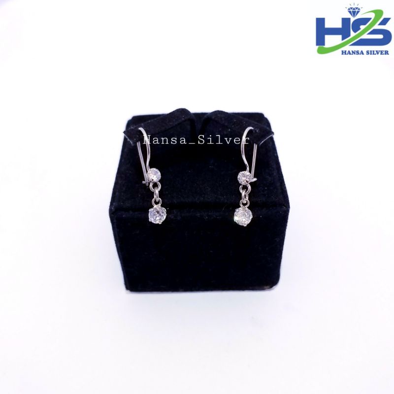 Anting Perak Asli Silver 925 Lapis Emas Putih Model Agogo Desi - Anting Wanita Anti Karat