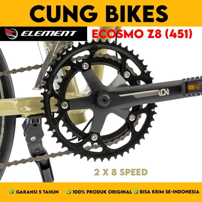 Sepeda lipat 20 Inch Element Ecosmo Z8 451 Frame Alloy 2 x 8 Speed garansi resmi 5 Tahun