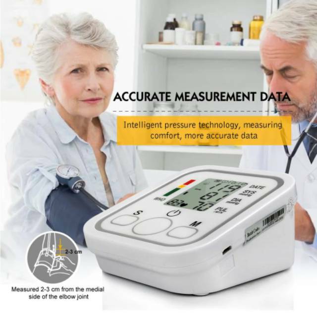 Tensimeter Digital Alat Pengukur Tekanan Darah Blood Pressure Otomatis Monitor LCD Lengan Atas