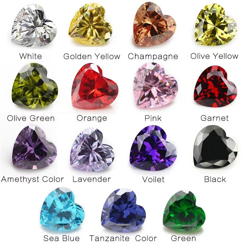 A5 Quality 4 - 9 MM Permata Cubic Zirconia HEART Shape Color