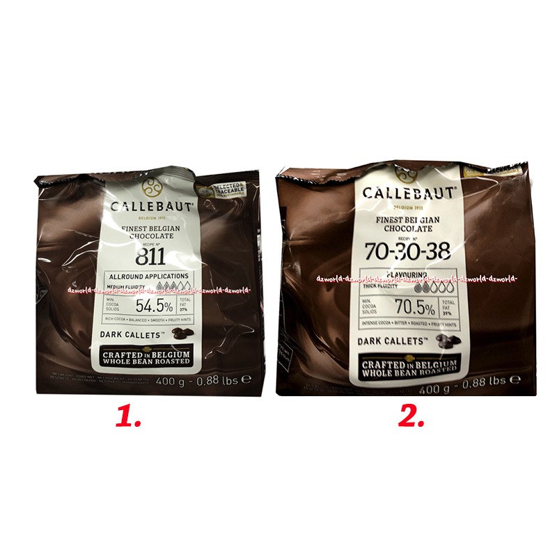 Callebaut Finest Belgian Chocolate 70-30-38 811  Dark Callets 400gr Calebat Coklat Bulat Kue