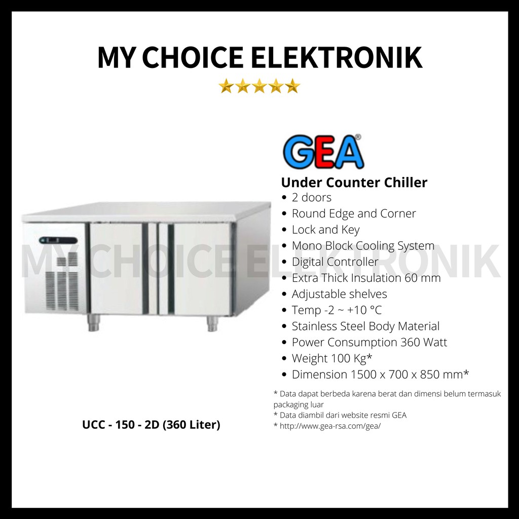 GEA S/S Under Counter Chiller UCC-150-2D