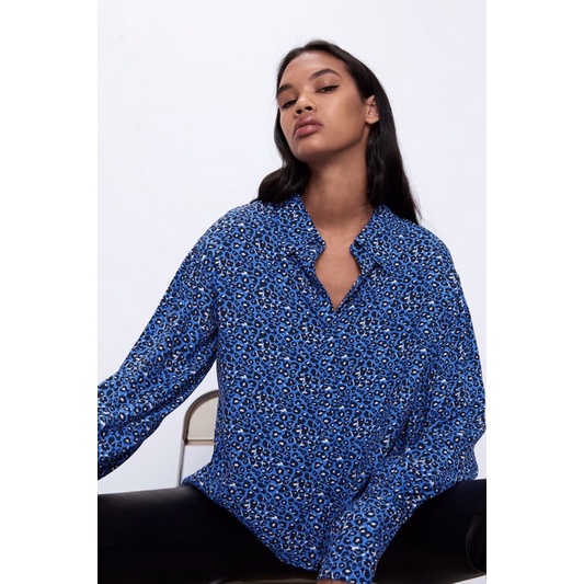ZARA blue leopard shirt preloved