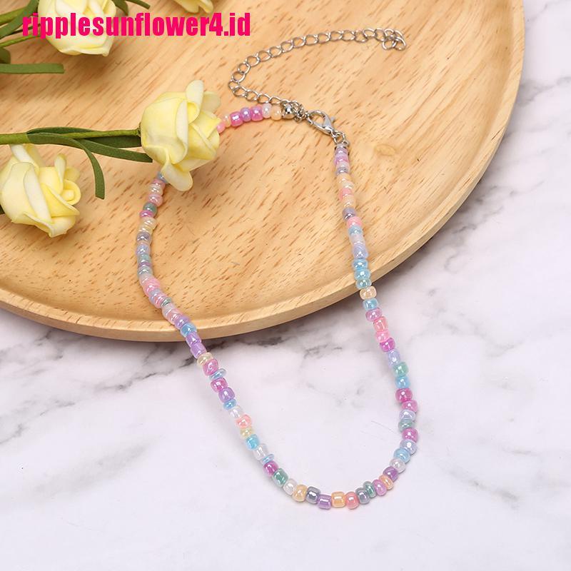 Kalung Choker Rantai Manik-Manik Warna-Warni Gaya Boho