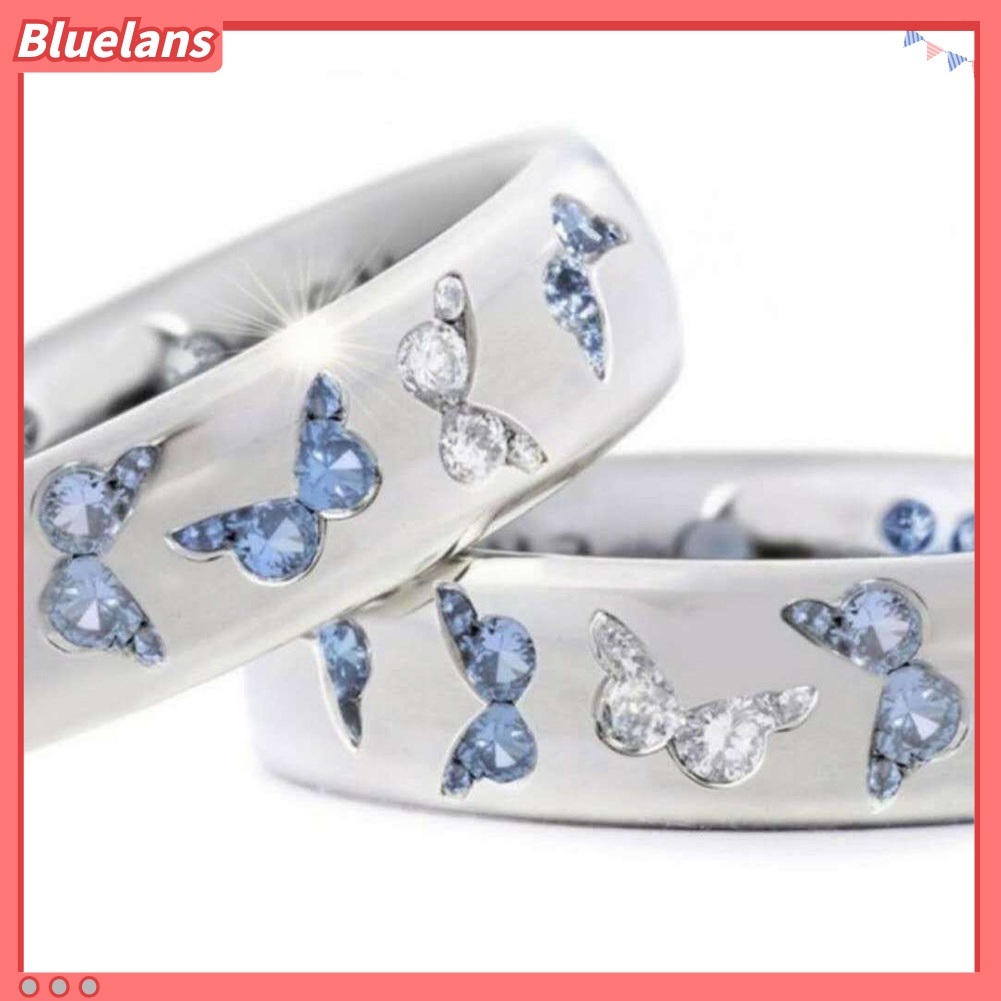 Bluelans Fashion Women Butterfly Cubic Zirconia Inlaid Finger Ring Wedding Party Jewelry