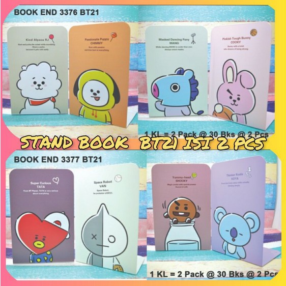 

Book Stands / Penyangga Buku / Sandaran Buku BT21 Bahan Besi dapat 2pcs