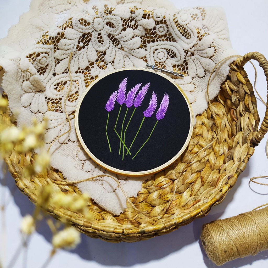 Hoop Art Hand Embroidery - Floral - Lavender (Sulam Tangan - Hiasan Dinding - Wall Decor)