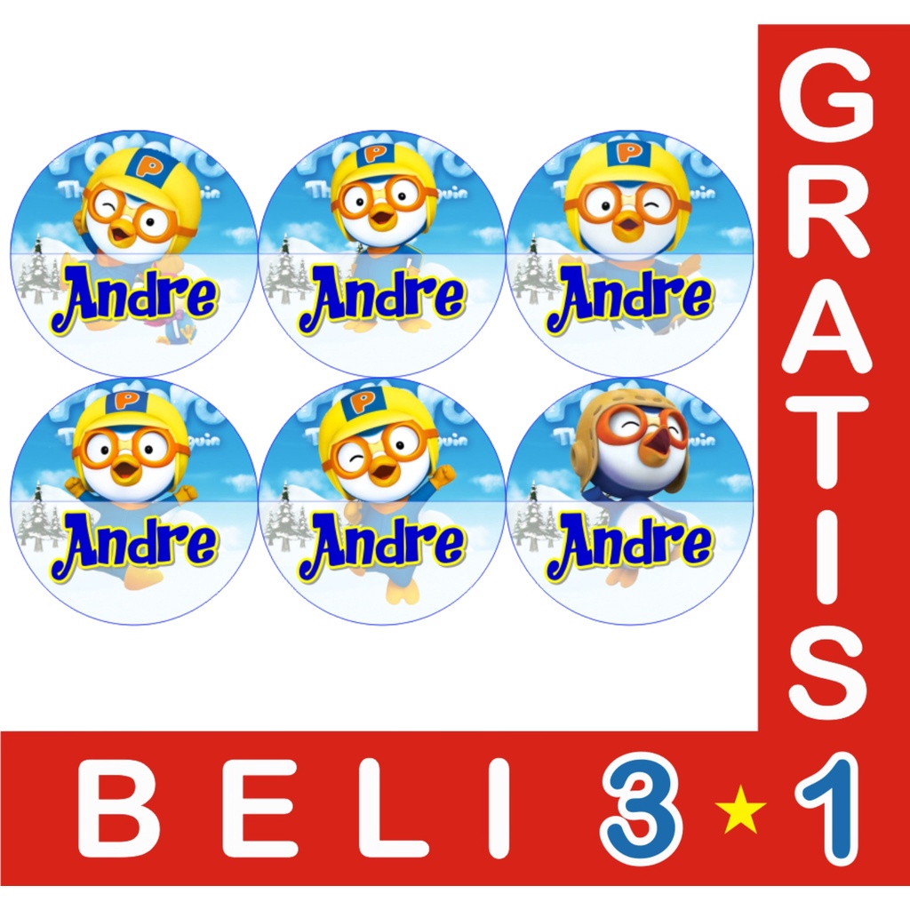 

STIKER LABEL NAMA WATERPROOF CIRCLE PORORO