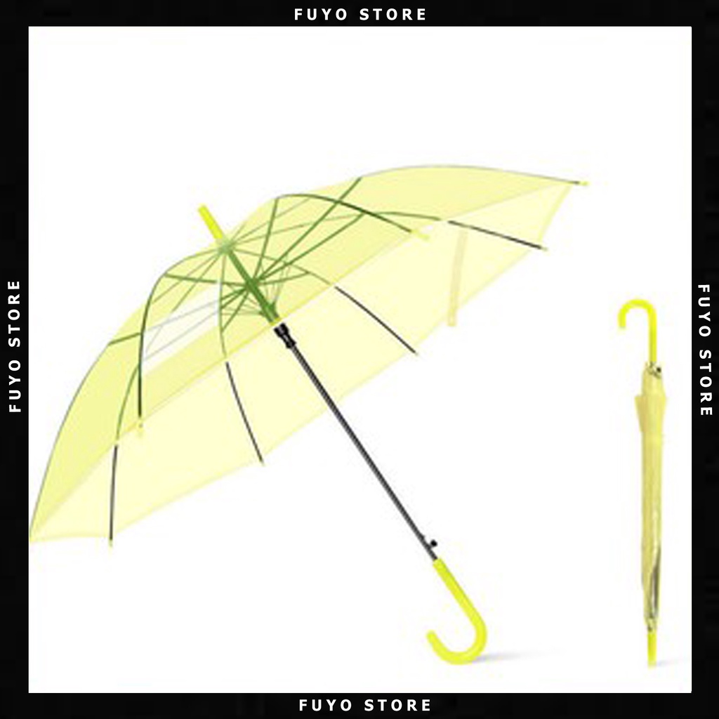 FYSPYGTK - Payung Transparan Kuning / Payung Cantik Warna Warni Transparan / Payung Standar / Payung