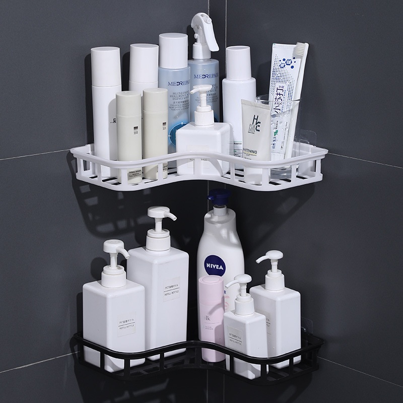 Rak Sudut Kualitas Bagus putih hitam tahan berat banting kamar mandi kamar tidur ruang tamu serbagun