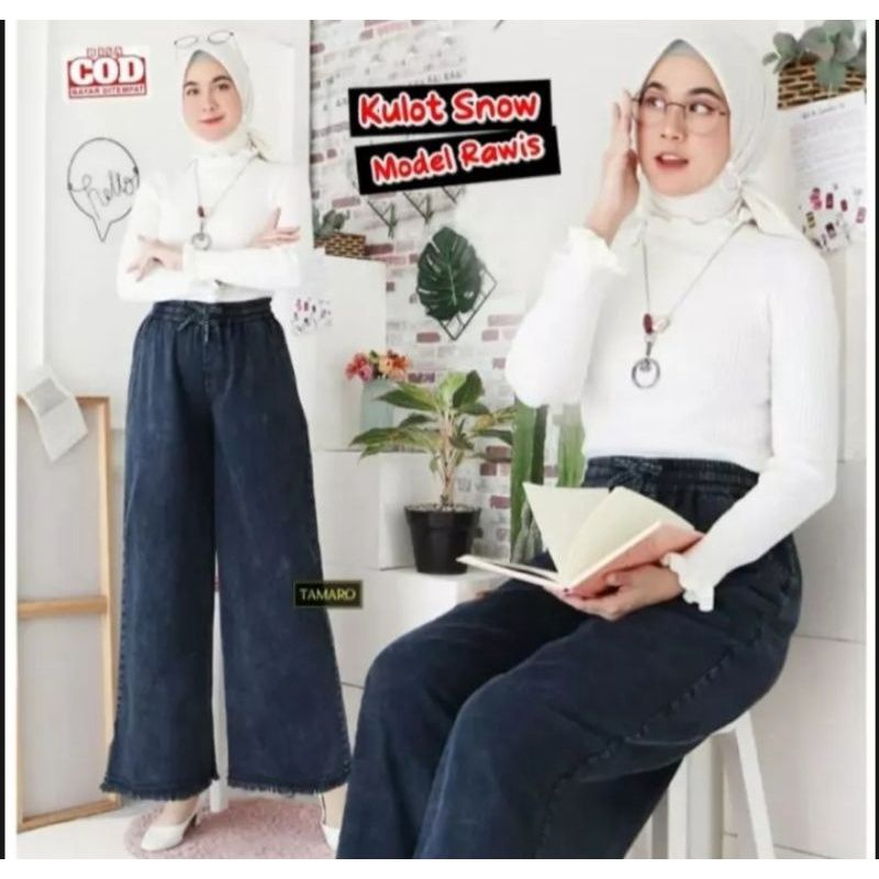 Kulot Jeans Snow Wanita / Kulot jeans highwaist premium / Kulot jeans Rawis