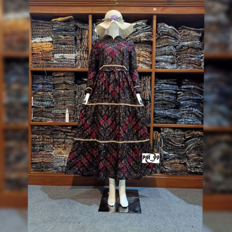 Sale Terlarisss Batik Ayodha Sania Ruflle Gamis Batik Pekalongan Dress Batik 0Z7az6IkynGqo9
