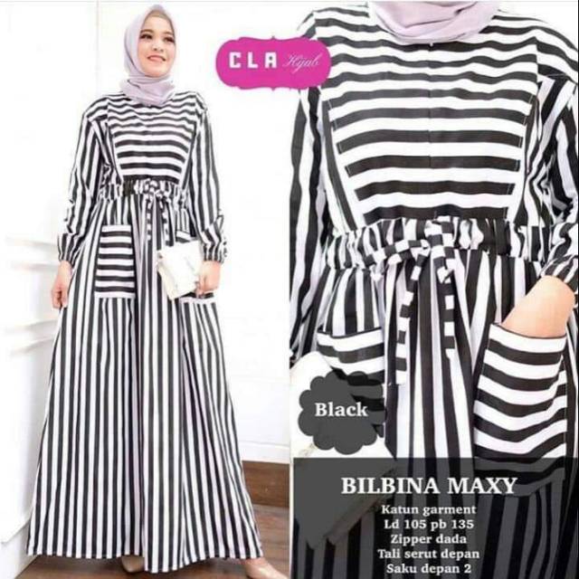 Gamis motif garis vertikal