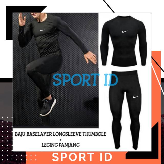 Manset Mangset Daleman Baju Kaos Pakaian Training Sepeda Lengan Panjang Olahraga Running Outdoor Jum