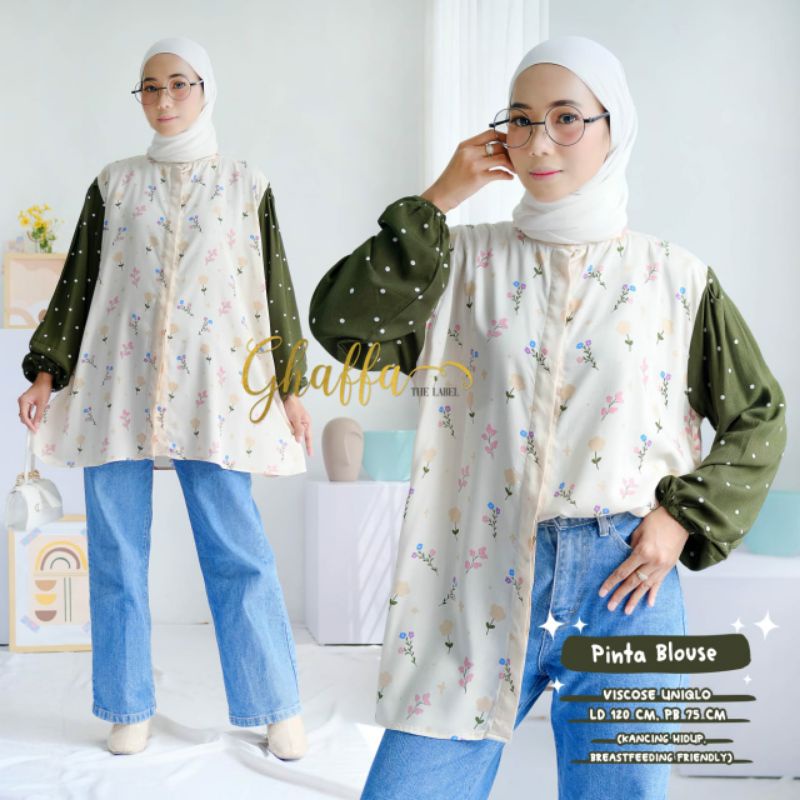 BELIZA BLEMI KIVI DILRA JAVAS KENAI KIMIKO LINSKI MIMA NAVIVA NEINA PAKITA PINTA REIVE RUMI POPITA ROMERI SYANINA BLOUSE BY GHAFFA | BAJU ATASAN BLOUSE JUMBO PREMIUM MOTIF POLKADOT BUNGA ABSTRAK OOTD KOREA STYLE KEKINIAN-Pinta