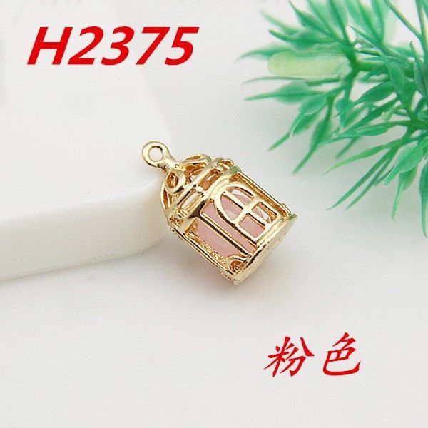 Liontin Bentuk Sangkar Burung Bahan Alloy Hias Kristal Mutiara Untuk Aksesoris Gelang Handmade DIY