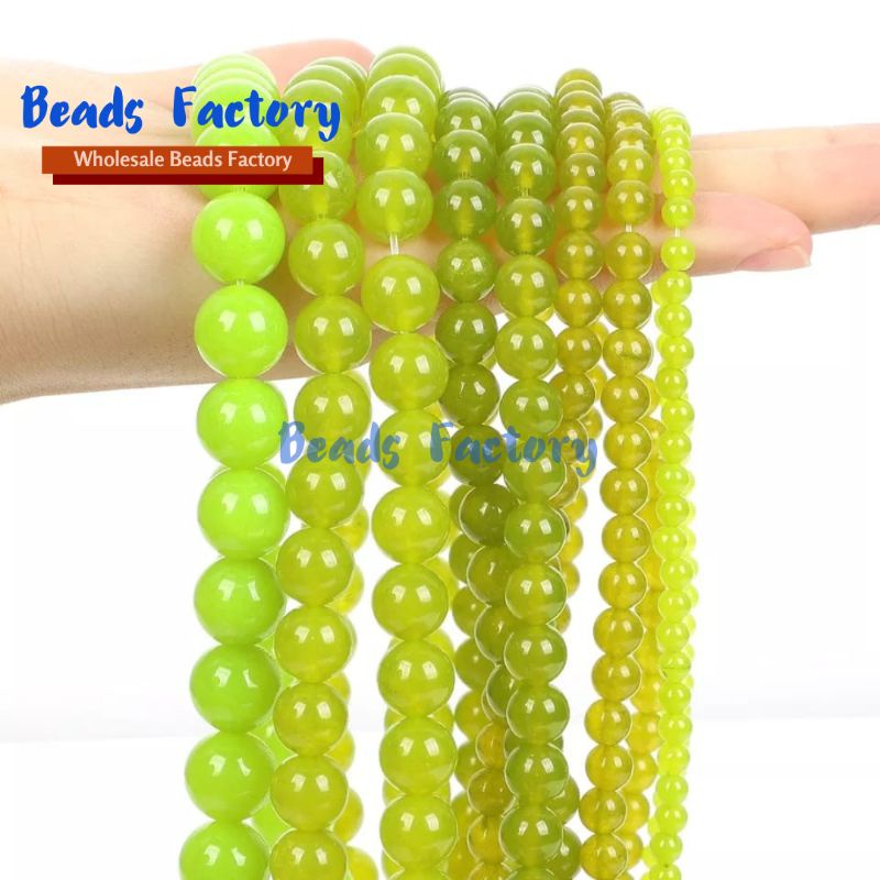 Manik Batu Natural Bright Green Jade Bahan Gelang Kalung Tasbih