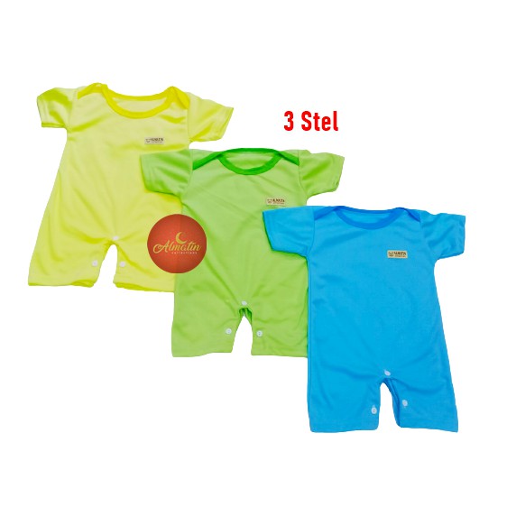 3 Stel Baju Bayi Jumper Bodysuits Katun polos jumpsuit baby newborn