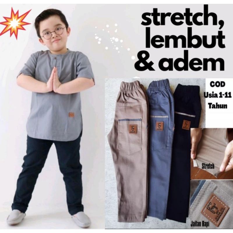 CELANA CHINO ANAK PANJANG KAIN TWILL STREET MELAR 1-12 TAHUN