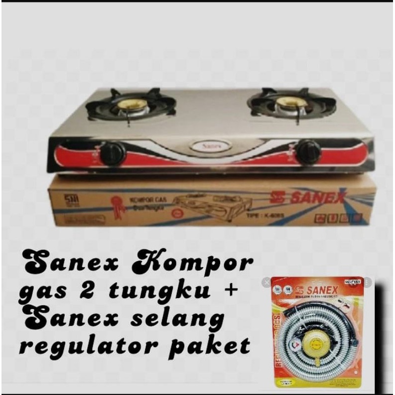 Sanex K608+SNR18 - Kompor gas Selang Regulator Paket Meter  /Paket Hemat