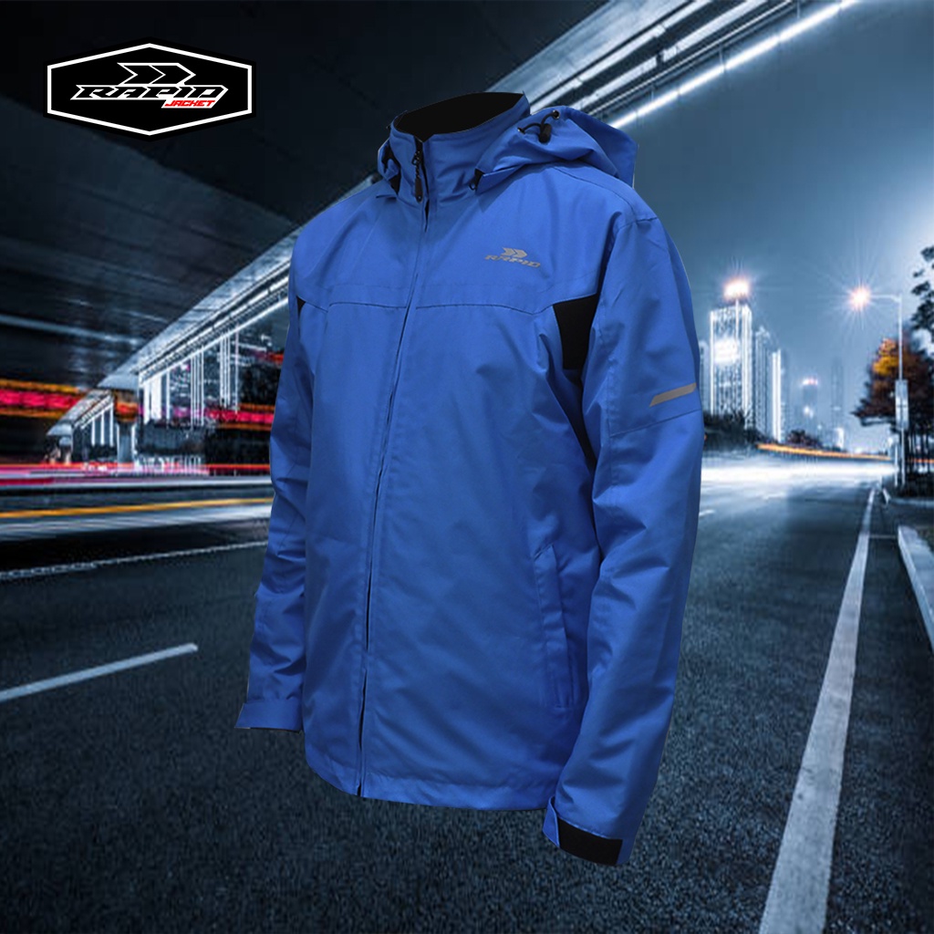 Jaket motor hoodie  RAPID NEOSKYLINE pria parasit premium jacket reflektif