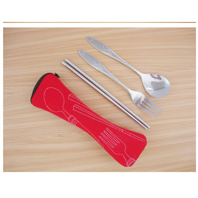 Sendok travel 3 in 1 + pouch