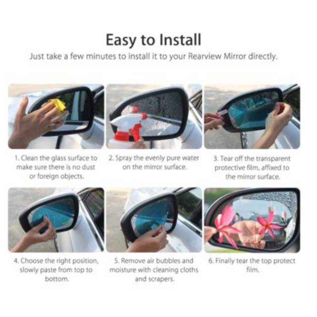 Anti Fog Waterproof Rainproof Car Mirror / Kaca Spion Mobil Oval Anti Embun Antifog